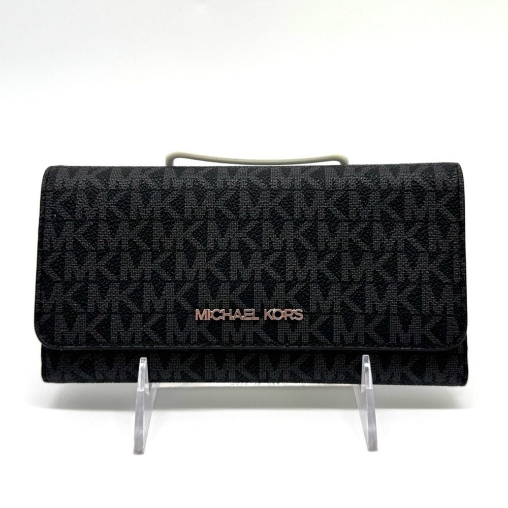 Michael Kors Large Trifold Wallet Black Signature
